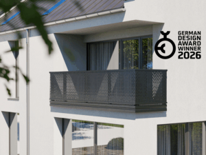 Yaku Alu Lochblech Balkongelaender mit Langloch Perforierung Vertical Gradient